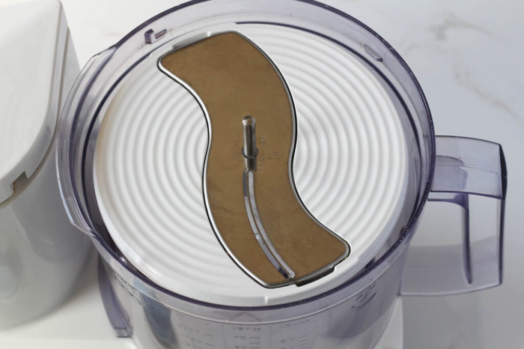 view of slicing blade on food processor from above